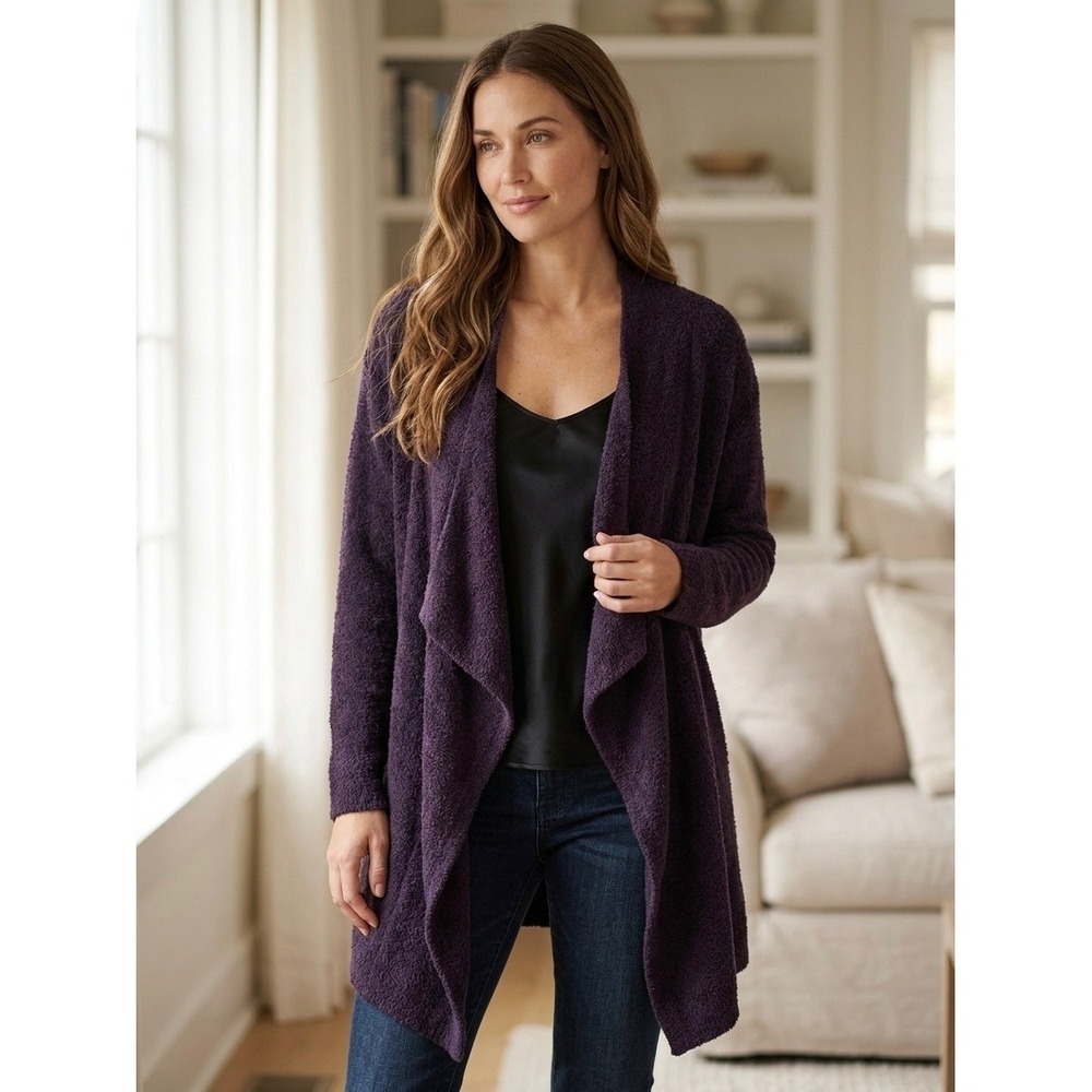 Barefoot Dreams CozyChic Lite Circle Cardigan Purple Style 436 SM